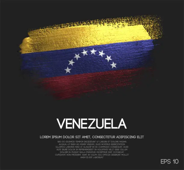 Vector illustration of Venezuela Flag Made of Glitter Sparkle Brush Paint Vector