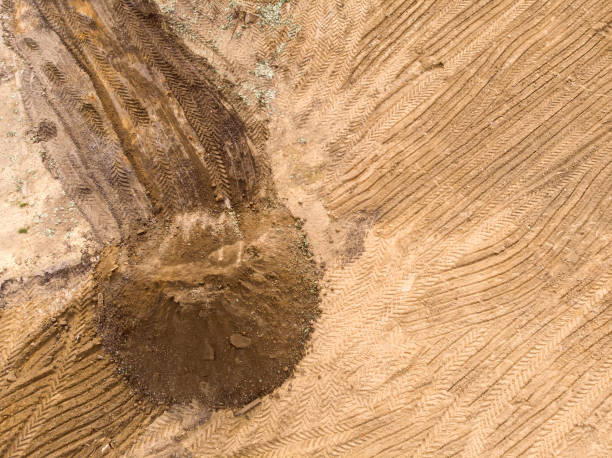 istock leveling ground. drone photo background 1009843774