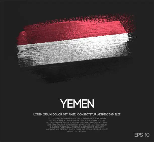 Vector illustration of Yemen Flag Made of Glitter Sparkle Brush Paint Vector