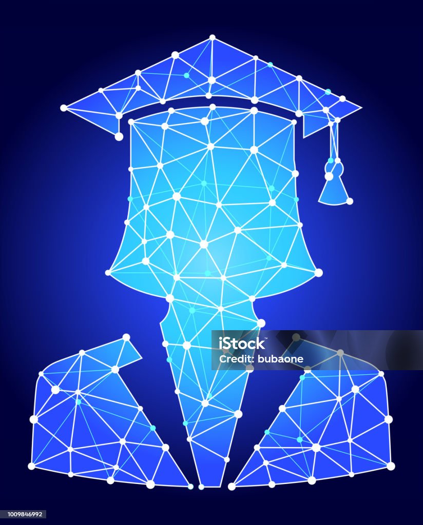 Graduation Face Vector Graduation Face Blue Triangle Node Vector Pattern Stock Illustration ...