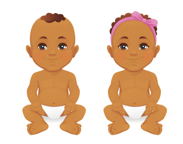 Baby Boy And Girl Stock Illustration - Download Image Now - Baby - Human  Age, African Ethnicity, American Culture - iStock