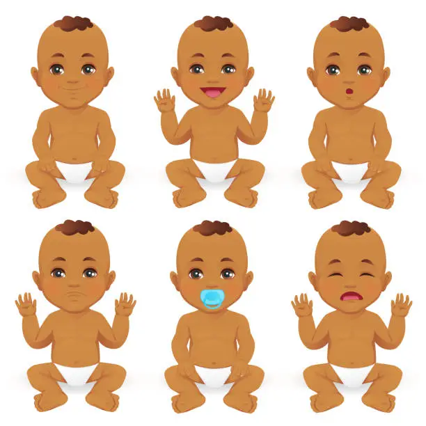 Vector illustration of Baby emotions set