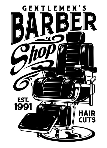 fully editable vector illustration of barbershop chair, image suitable for logo, emblem, insignia, poster, design element or graphic t-shirt