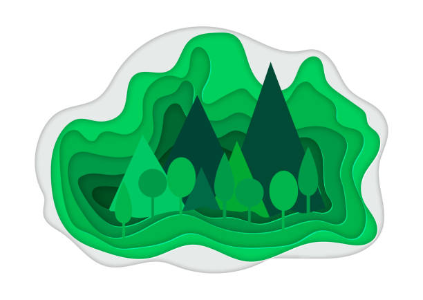 istock Vector illustration of a mountain landscape in a paper-cut style 1009885374