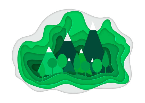 istock Vector illustration of a mountain landscape in a paper-cut style 1009885376