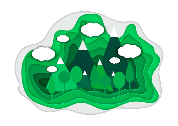 istock Vector illustration of a mountain landscape in a paper-cut style 1009885400