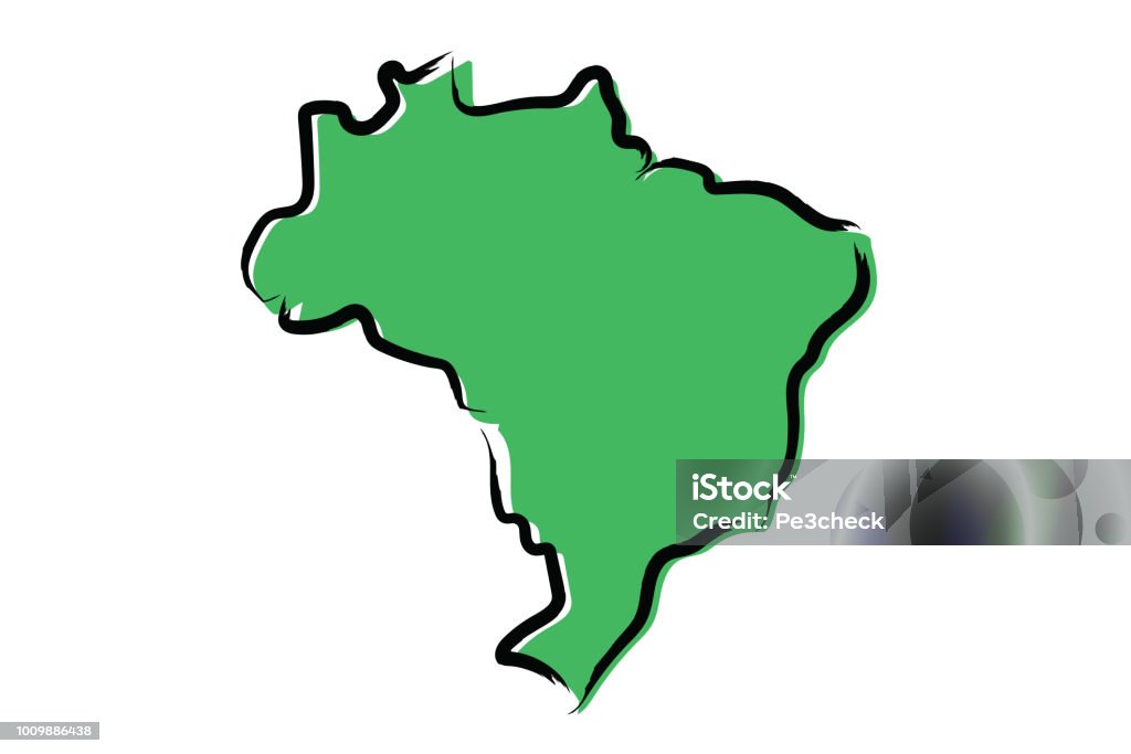 Stylized green sketch map of Brazil Stylized green sketch map of Brazil on white background illustration vector Brazil stock vector