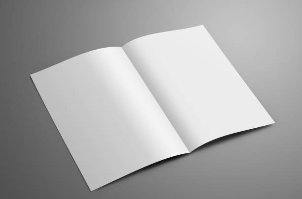 istock Universal blank  one A4, (A5) bi-fold brochure with  shadows isolated on gray background 1009888952