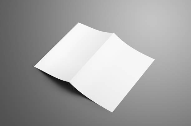istock Universal blank  one A4, (A5) bi-fold brochure with soft shadows isolated on gray background. 1009889170