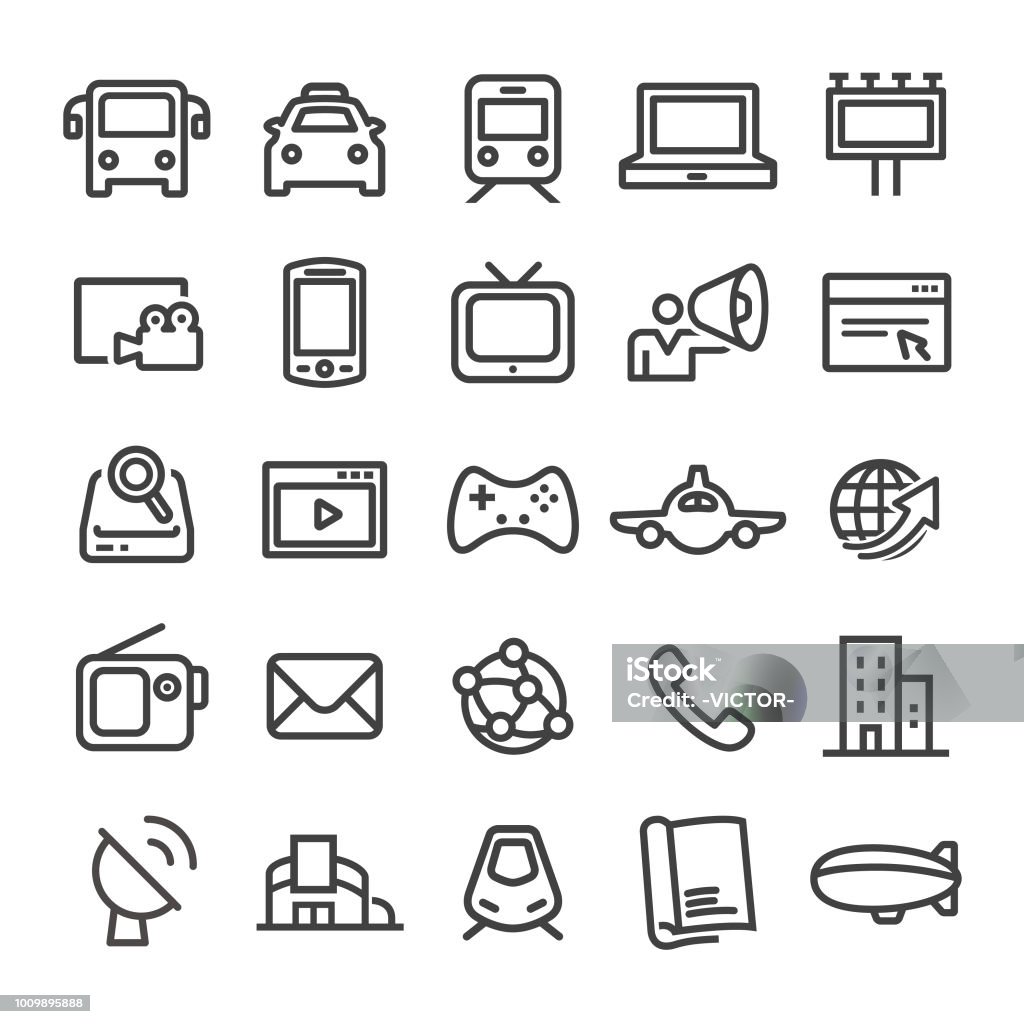 The Media Icons - Smart Line Series The Media, marketing, advertisement Television Set stock vector