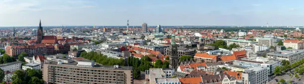 Aerial view on the center of Hannover, Germany