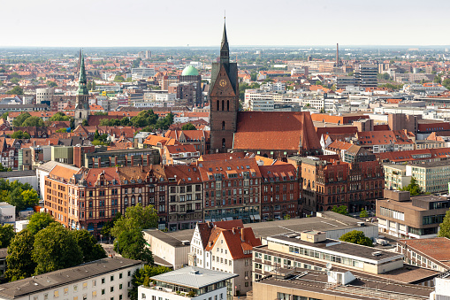 Aerial view on the center of Hannover, Germany