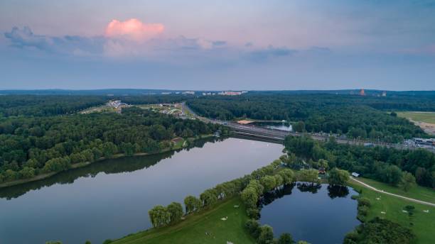 istock Aerial drone view on highway junction in Katowice. 1009899860