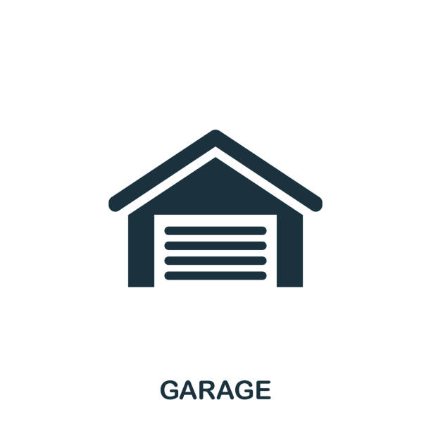 illustrazioni stock, clip art, cartoni animati e icone di tendenza di icona creativa garage. semplice illustrazione dell'elemento. design del simbolo del concetto di garage della collezione immobiliare. può essere utilizzato per web, mobile e stampa. web design, app, software, stampa. - real estate vertical usa the americas