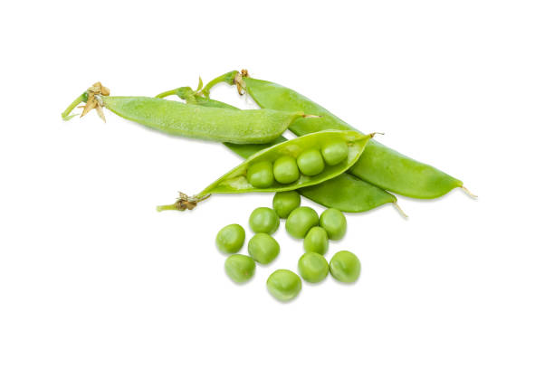 istock Husked green peas and pea pods on a white background 1009909854