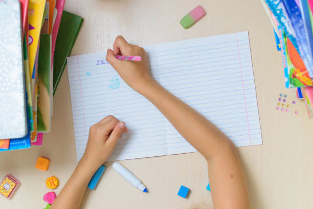 istock Yong school girl makes her homework 1009923062