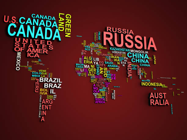 istock The world map with all states and their names 3d illustration on red 1009925236