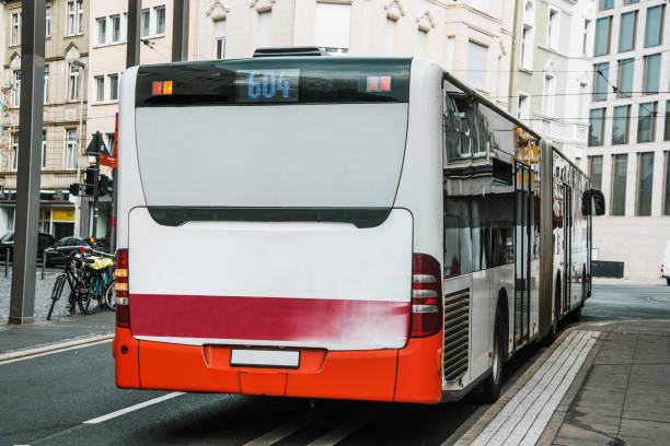 istock Rear view of city bus 1009926028