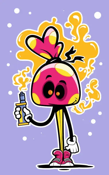 Vector illustration of Funny candy, lollipop is a vaping. Vector illustration.