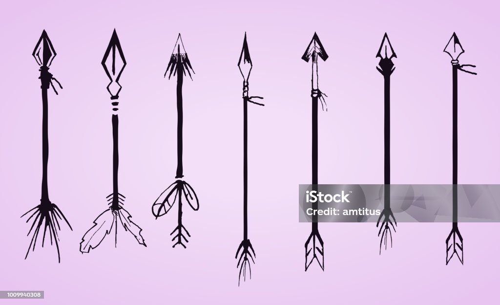 boho style arrows set of boho style arrows Arrow - Bow and Arrow stock vector