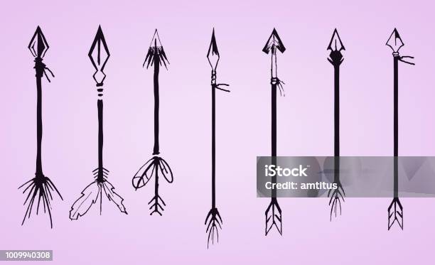 Boho Style Arrows Stock Illustration - Download Image Now - Arrow - Bow and Arrow, Arrow Symbol, Feather