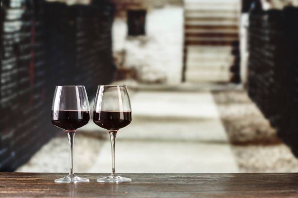 istock red wine in glasses in the cellar, wine tasting 1009952648