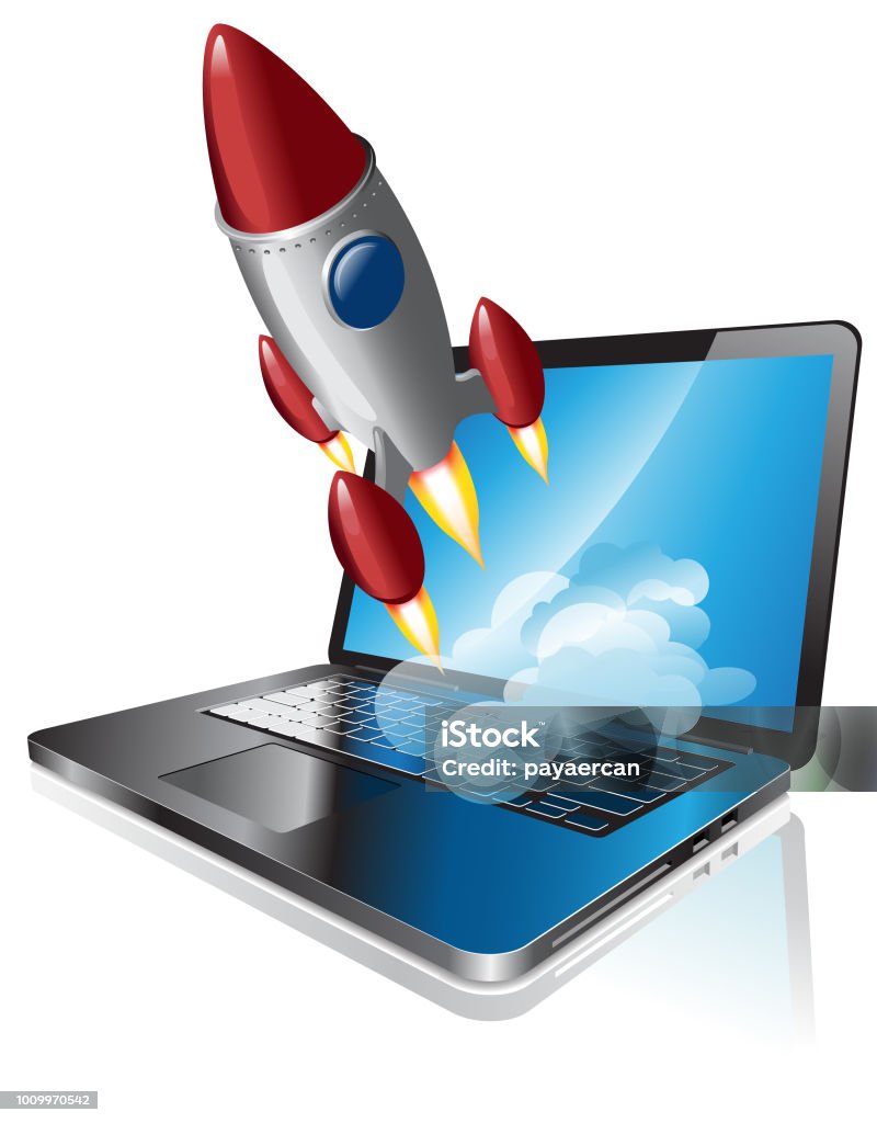 Rocket Or Computer Computer And Rocket Stock Illustration - Download Image Now - Business ...