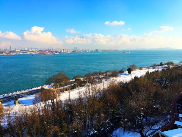istock Wantching Istanbul's Asia side with Bosphorus in a snowy winter day. 1009979884