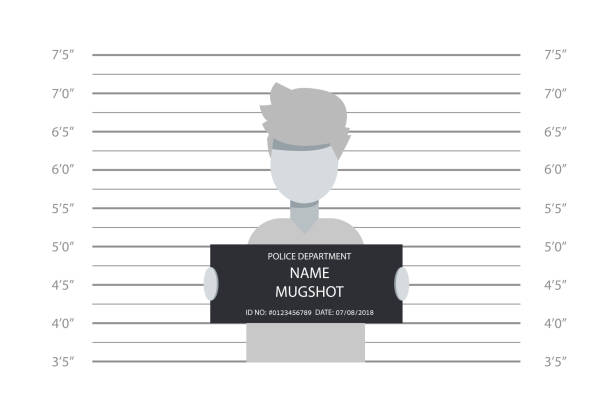 istock Police lineup, mugshot template with a table. Design silhouette of anonymous. Abstract concept graphic element. Creative vector illustration EPS10 1009988662