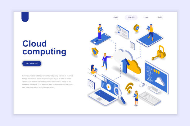Cloud computing modern flat design isometric concept. Cloud computing modern flat design isometric concept. Business technology and people concept. Landing page template. Conceptual isometric vector illustration for web and graphic design. order illustrations stock illustrations