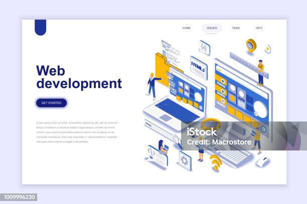 Ilustración de Web Desarrollo Moderno Plano Isométrico De Concepción y más Vectores Libres de Derechos de Proyección isométrica