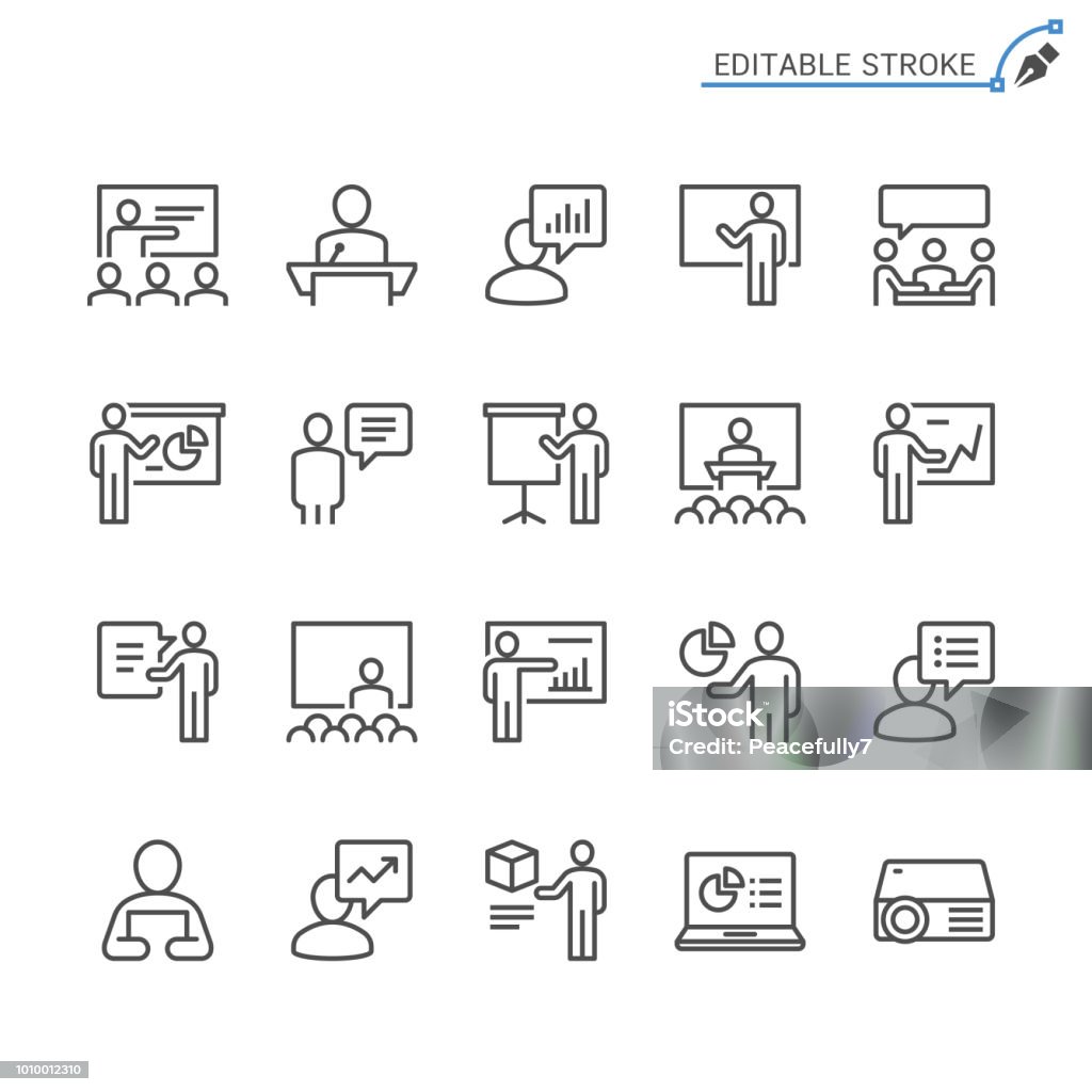 Business presentation line icons. Editable stroke. Pixel perfect. Simple vector line Icons. Editable stroke. Pixel perfect. Icon stock vector