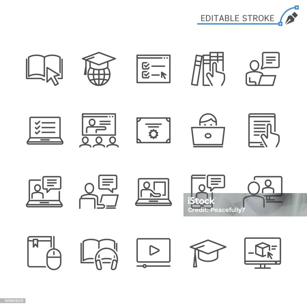 Online education line icons. Editable stroke. Pixel perfect. Simple vector line Icons. Editable stroke. Pixel perfect. Icon Symbol stock vector