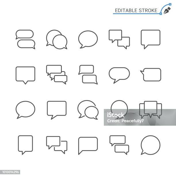 Vetores de Ícones De Linha Do Discurso Da Bolha Editável Acidente Vascular Cerebral Pixelperfeito e mais imagens de Balão - Símbolo Ortográfico