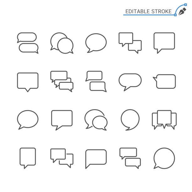 Speech bubble line icons. Editable stroke. Pixel perfect. Simple vector line Icons. Editable stroke. Pixel perfect. discussion stock illustrations
