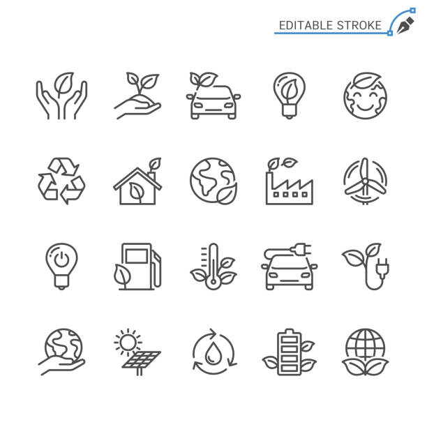 Eco line icons. Editable stroke. Pixel perfect. Simple vector line Icons. Editable stroke. Pixel perfect. environment symbols stock illustrations