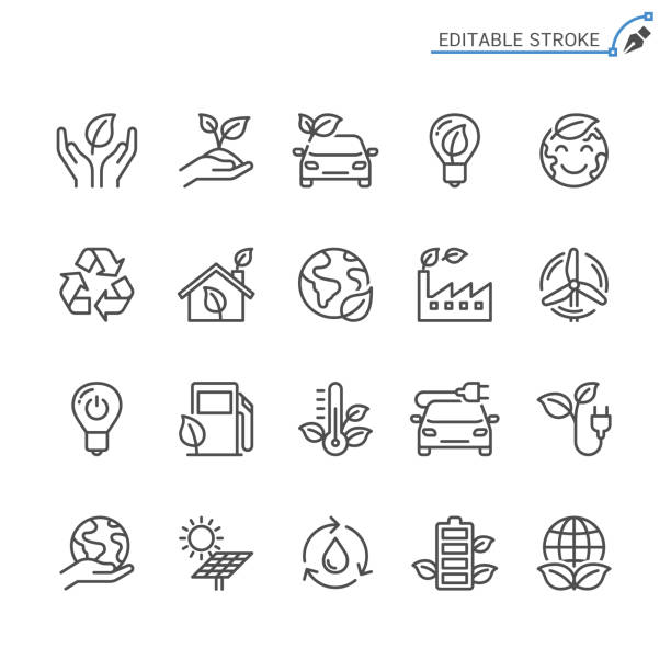Eco line icons. Editable stroke. Pixel perfect. Simple vector line Icons. Editable stroke. Pixel perfect. message of nature stock illustrations