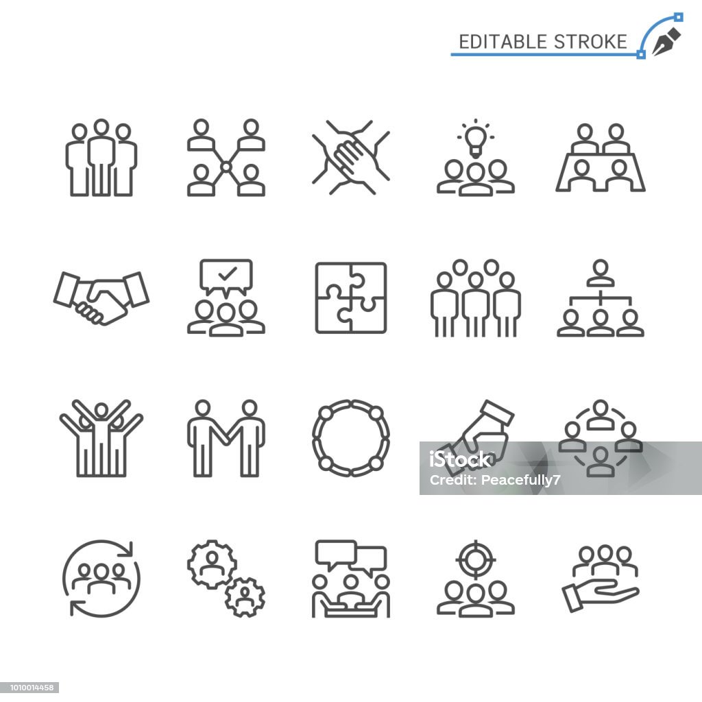 Teamwork line icons. Editable stroke. Pixel perfect. Simple vector line Icons. Editable stroke. Pixel perfect. Icon Symbol stock vector