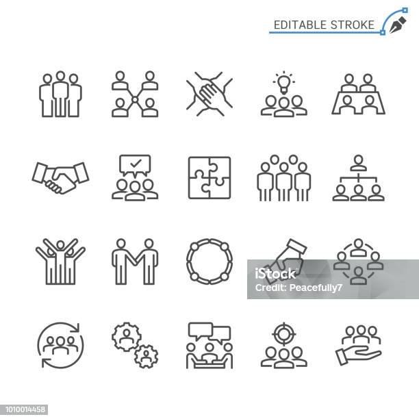 Teamwork Line Icons Editable Stroke Pixel Perfect Stock Illustration - Download Image Now