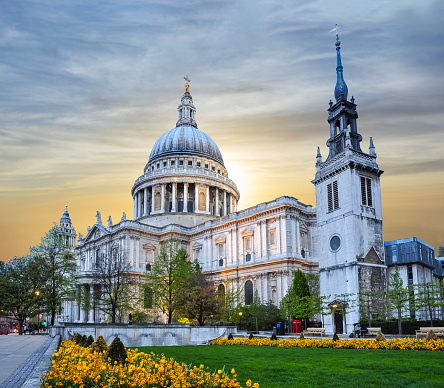 St. Paul's Cathedral at sunset, London, UK