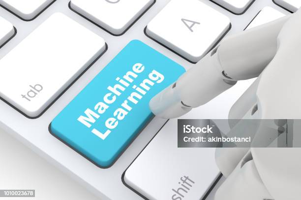 Robot Machine Key Robot Hand Touching Machine Learning Key On Pc Keyboard Stock Photo ...