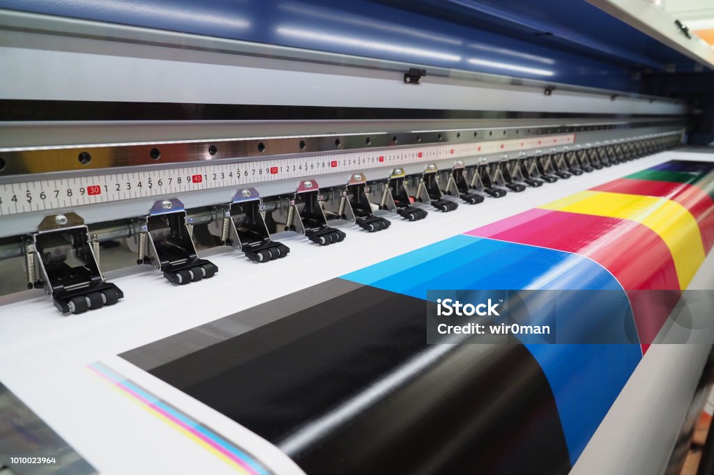 Wide-format inkjet printer Printmaking Technique Stock Photo