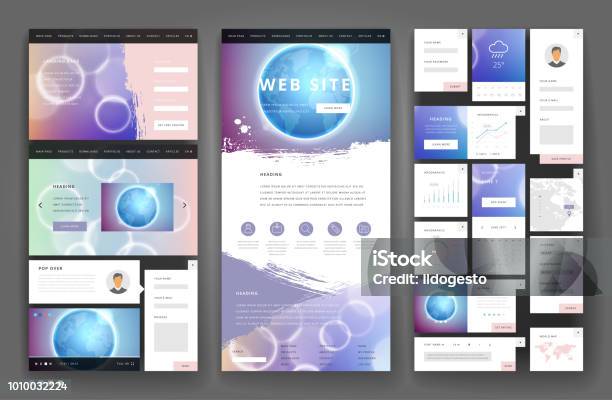 Some Website Interface Website Template Design With Interface Elements Stock Illustration ...