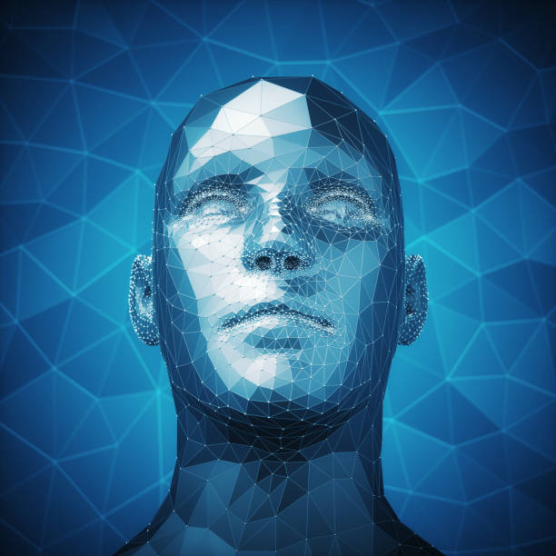 Artificial Intelligence And Technology Background Human head made with connecting lines. robot head stock pictures, royalty-free photos & images