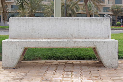White concrete bench in Kuwait park