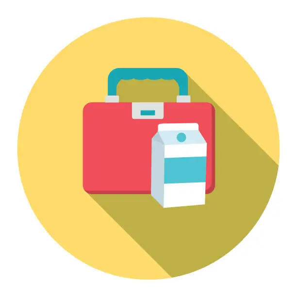 Vector illustration of Cute Education Icon - Lunchbox And Milk