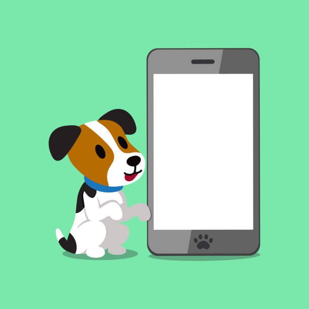 istock Cartoon character jack russell terrier dog and smartphone 1010064696