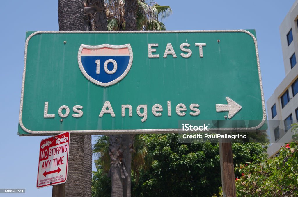 Los Angeles California Interstate 10 East sign Los Angeles County Stock Photo