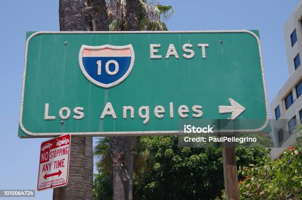 Los Angeles California Interstate 10 East Sign Stock Photo - Download Image Now - Los Angeles County, East, Sign