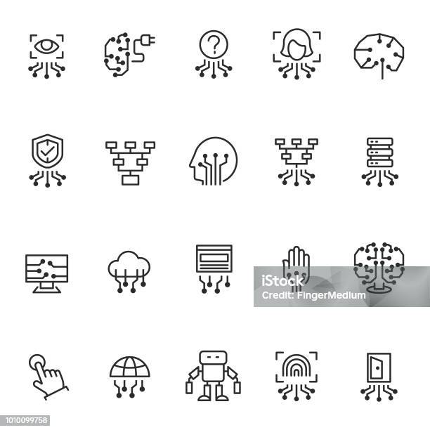 Artificial Intelligence Icon Set Stock Illustration - Download Image Now - Artificial Intelligence, Identity, Machine Learning